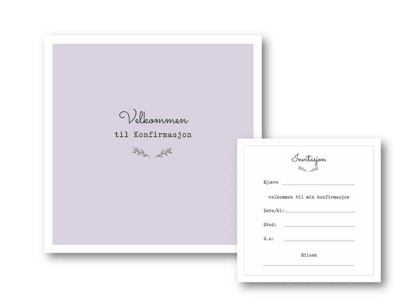 Invitasjon | Velkommen til konfirmasjon | 13x13 cm