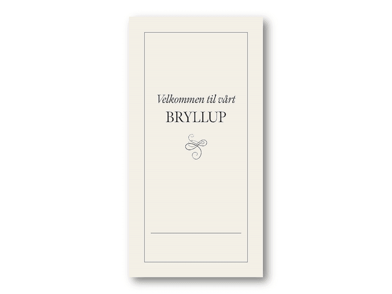Bordkort | Velkommen til vårt bryllup | 6,4x13 cm
