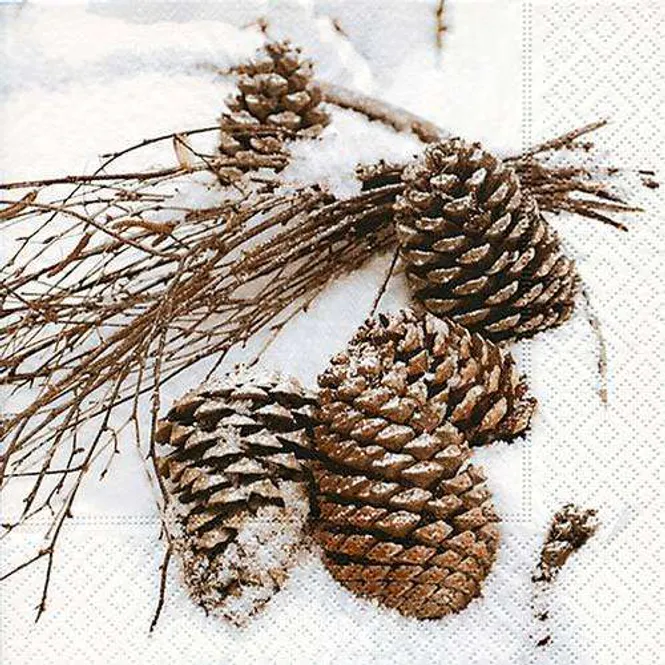 Hovedbilde Servietter 20 stk, Cones in snow, 33x33 cm