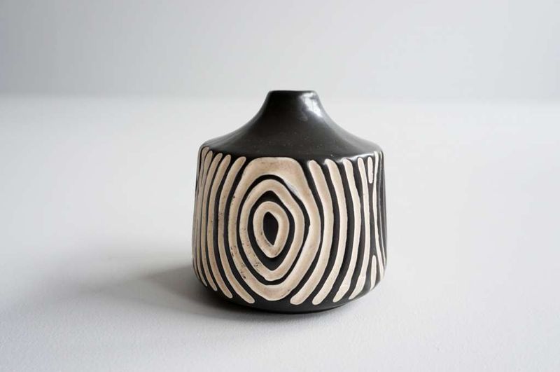Vase, steintøy, 10x10 cm