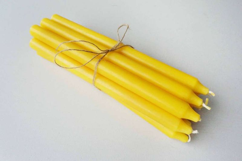 Rustikk stearinlys, 30 cm, Gul