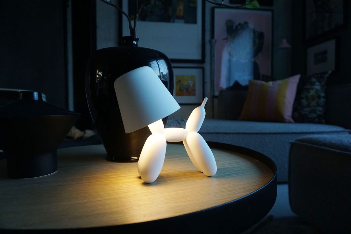 LED-lampe ballonghund 13,5x17 cm hvit