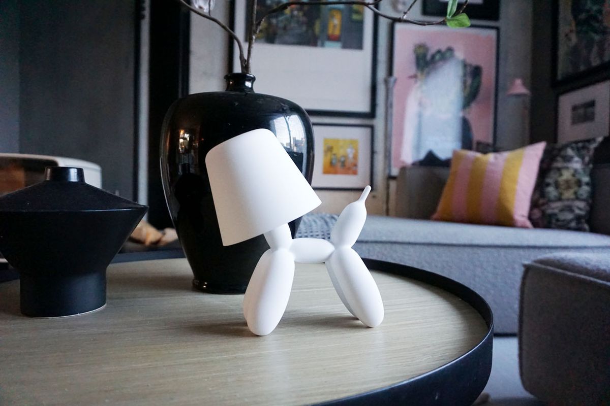 LED-lampe ballonghund 13,5x17 cm hvit