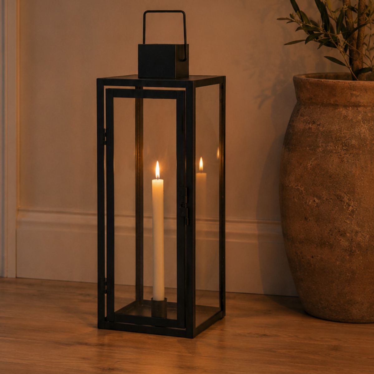 Lanterne for enkelt lys, 46x15x15 cm