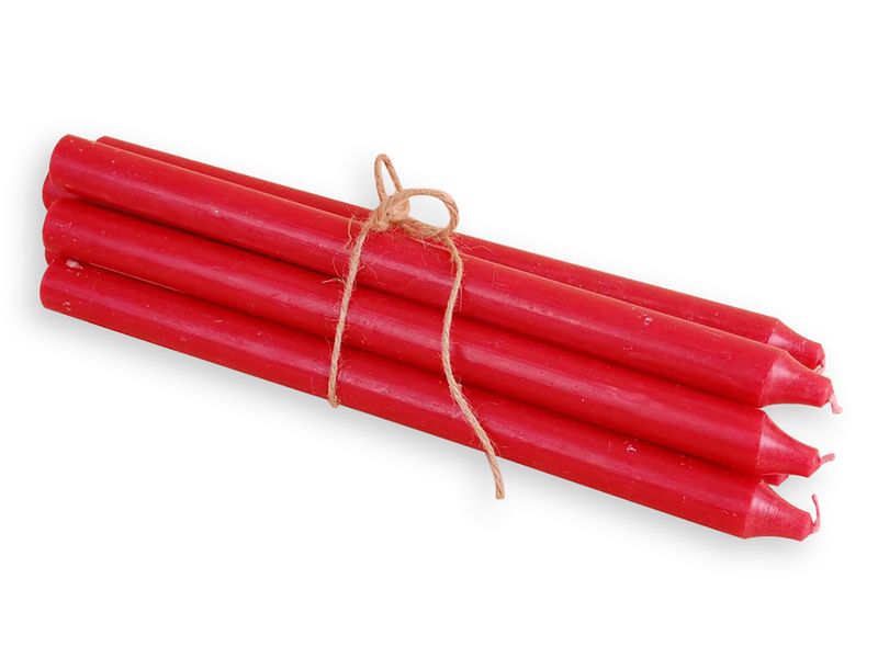 Rustikk stearinlys, 30 cm, Rød